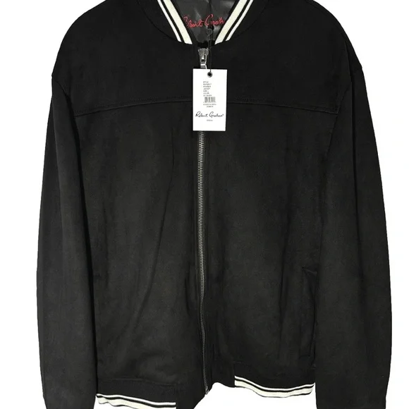 Robert Graham Faux Suede Men's Black Bomber Jacket RGF22R17